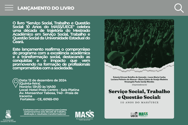 Lançamento – “Serviço Social, Trabalho e Questão Social: 10 Anos do MASS/UECE”