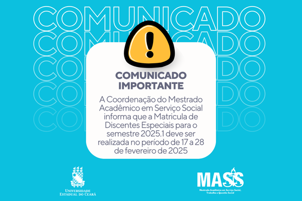 Matrícula Discentes Especiais Semestre 2025.1 – MASS