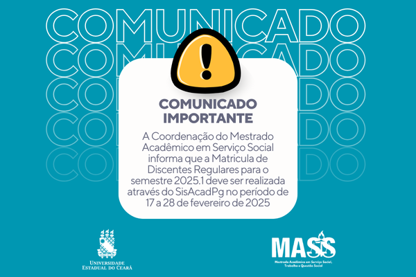 Matrícula Discentes Regulares Semestre 2025.1 – MASS