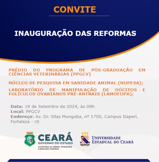 Inauguração das Reformas no PPGCV – 19/09 às 09h