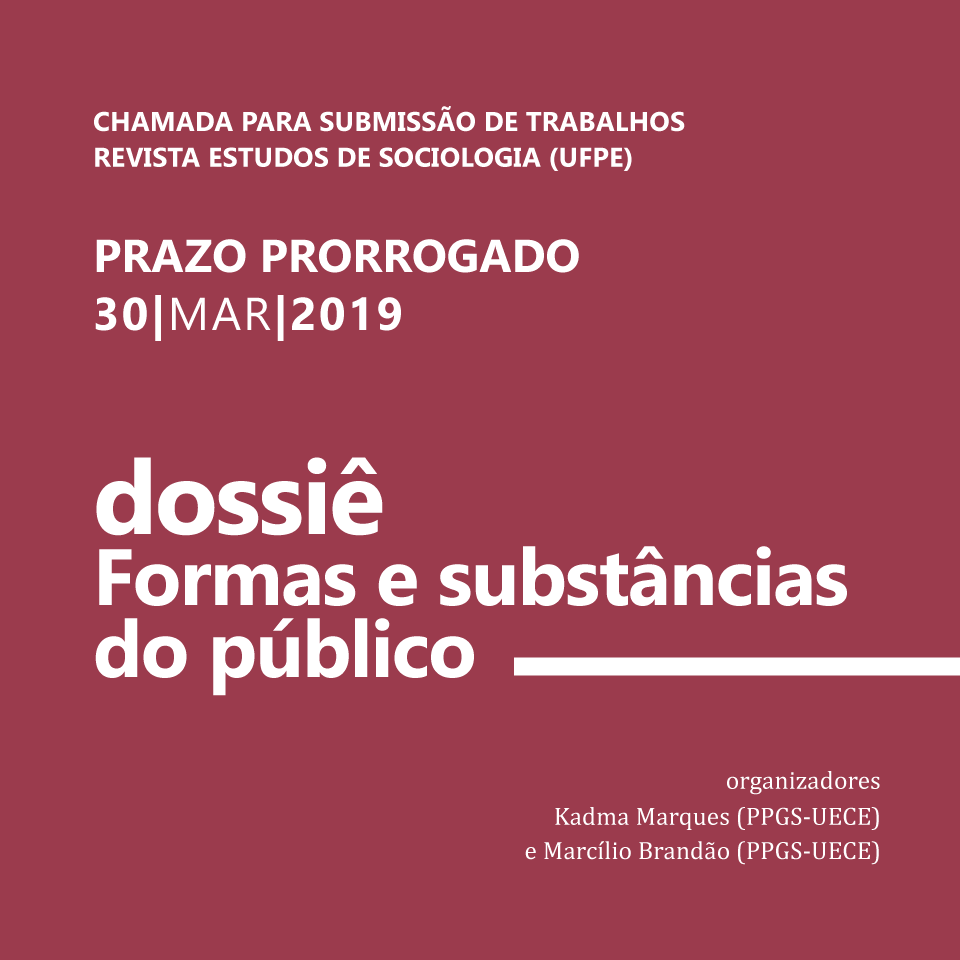 Prorrogado O Prazo Para Envio De Trabalhos Para O Dossiê “formas E Substâncias Do Público” Da 5760