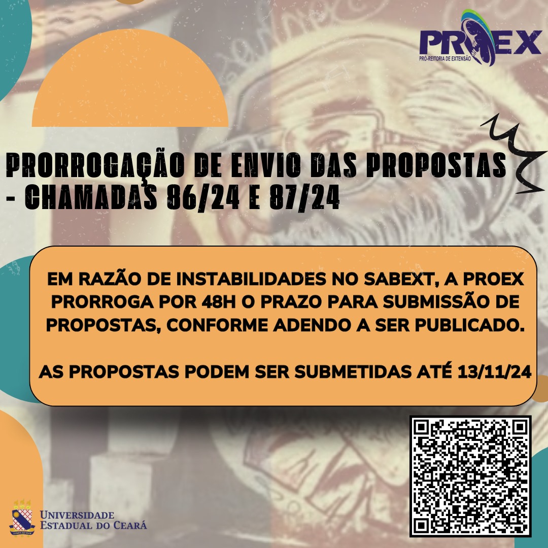 Prorrogação de envio das propostas – chamadas 86/24 e 87/24